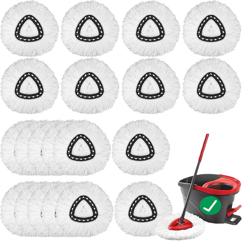 XHMAXE 20PCS Spin Mop Replacement Head,100% Microfiber Mop Heads Replacements Compatible with Triangle Spin Mop,360 Degree Round Spin Mop Replacement Head for Easy House Cleaning Floor Mopping - Image 1